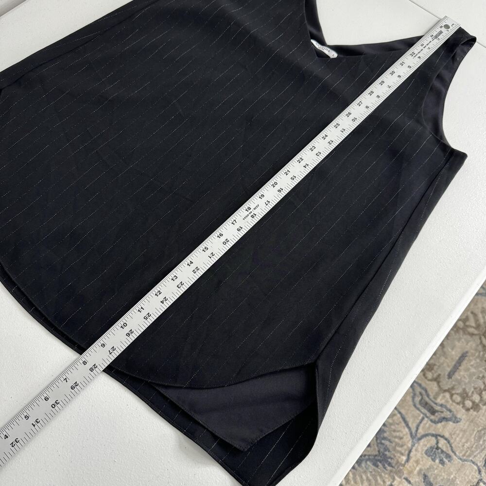 MM.LaFleur Rhonda Top Womens Large Black Pinstripe V Neck Blouse Tank Office - Picture 10 of 12